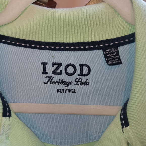 IZOD Lime Green Heritage Polo Shirt Mens Size XLT - Picture 4 of 5